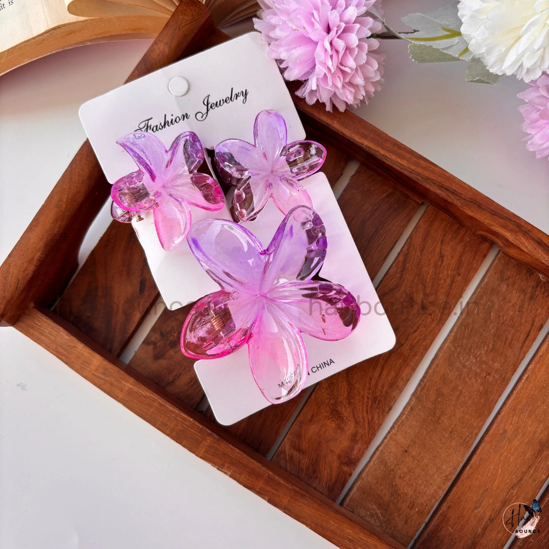 Aurora Bloom Crystal Hair Claw – Set of 3