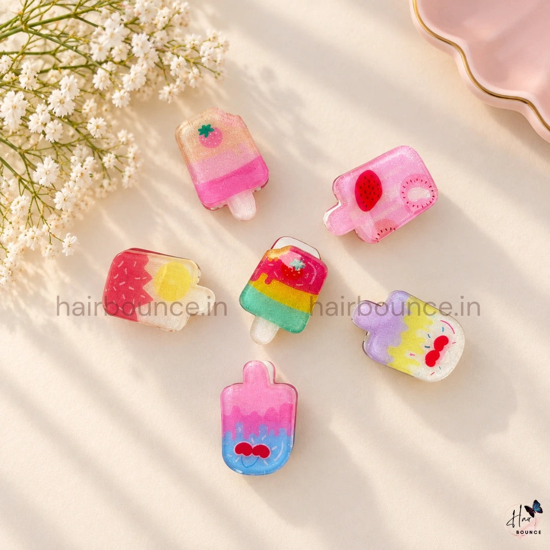Cute Ice Cream Mini Hair Claw Clips for Girls – Pack of 6