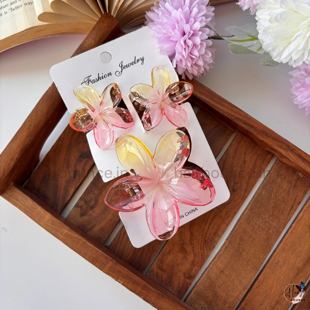 Aurora Bloom Crystal Hair Claw – Set of 3