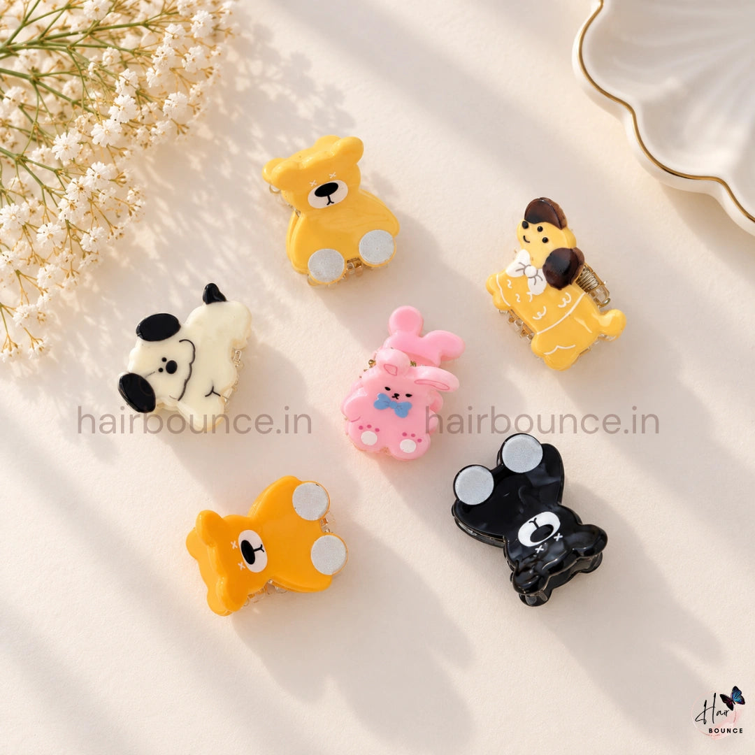 Cute Cartoon Animal Mini Hair Claw Clips for Girls – Pack of 6