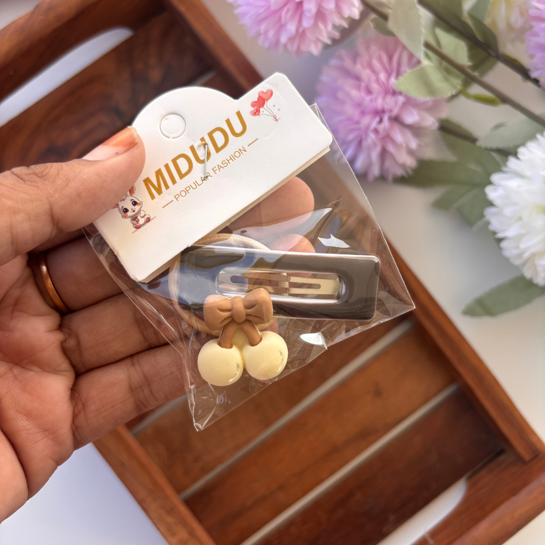 Cherry Bow Hair Clip - Set of 2