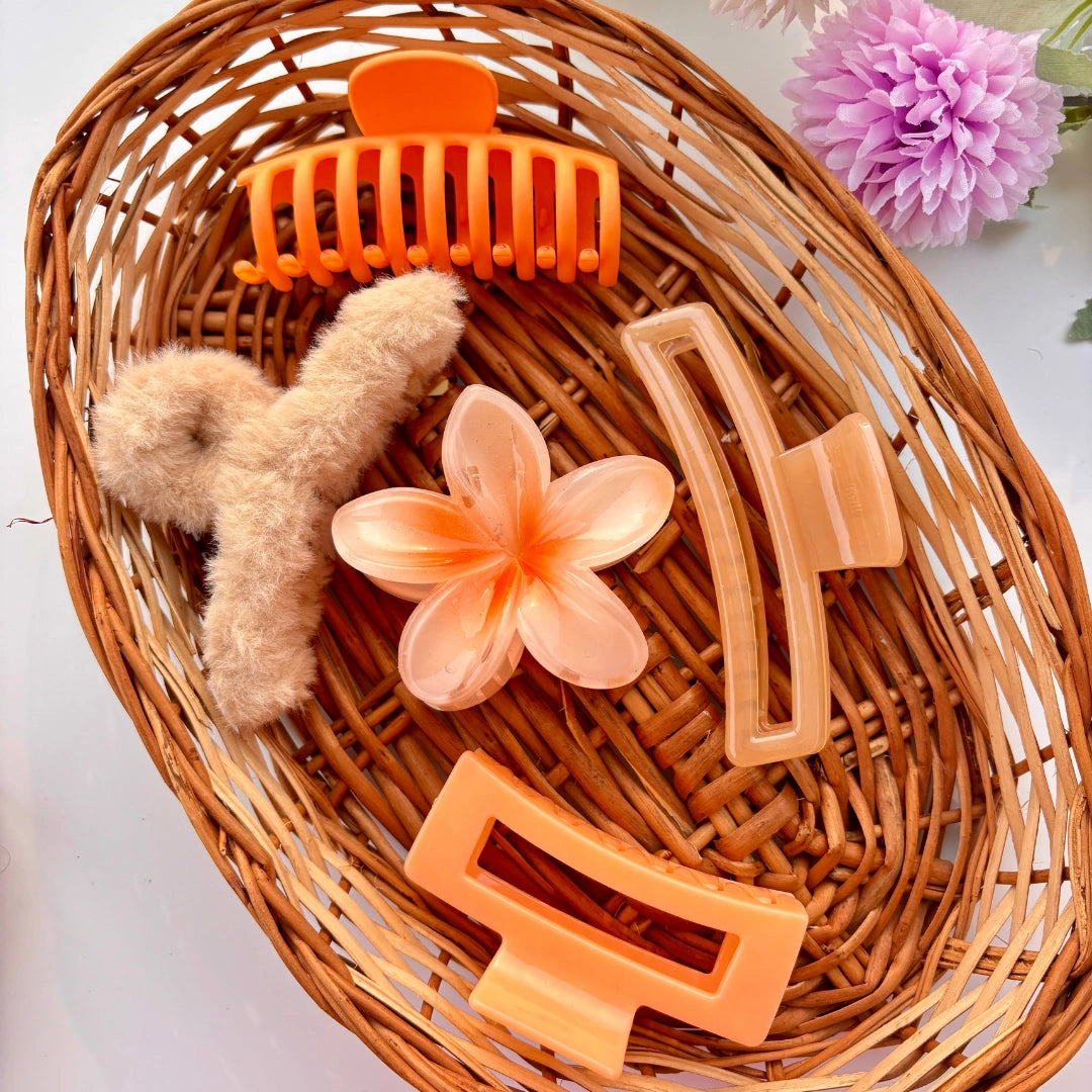 Peach Glow Hair Clip Set