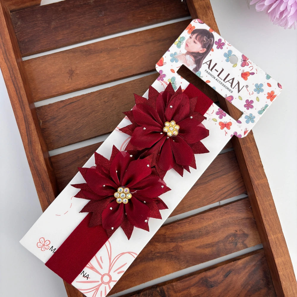 Sharp Edge Double Flower Newborn Headband