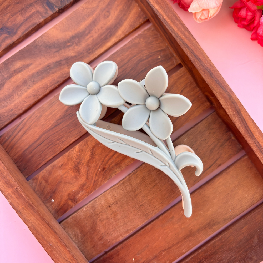 Dual Colour Flower with Leaf Hair Claw - Large