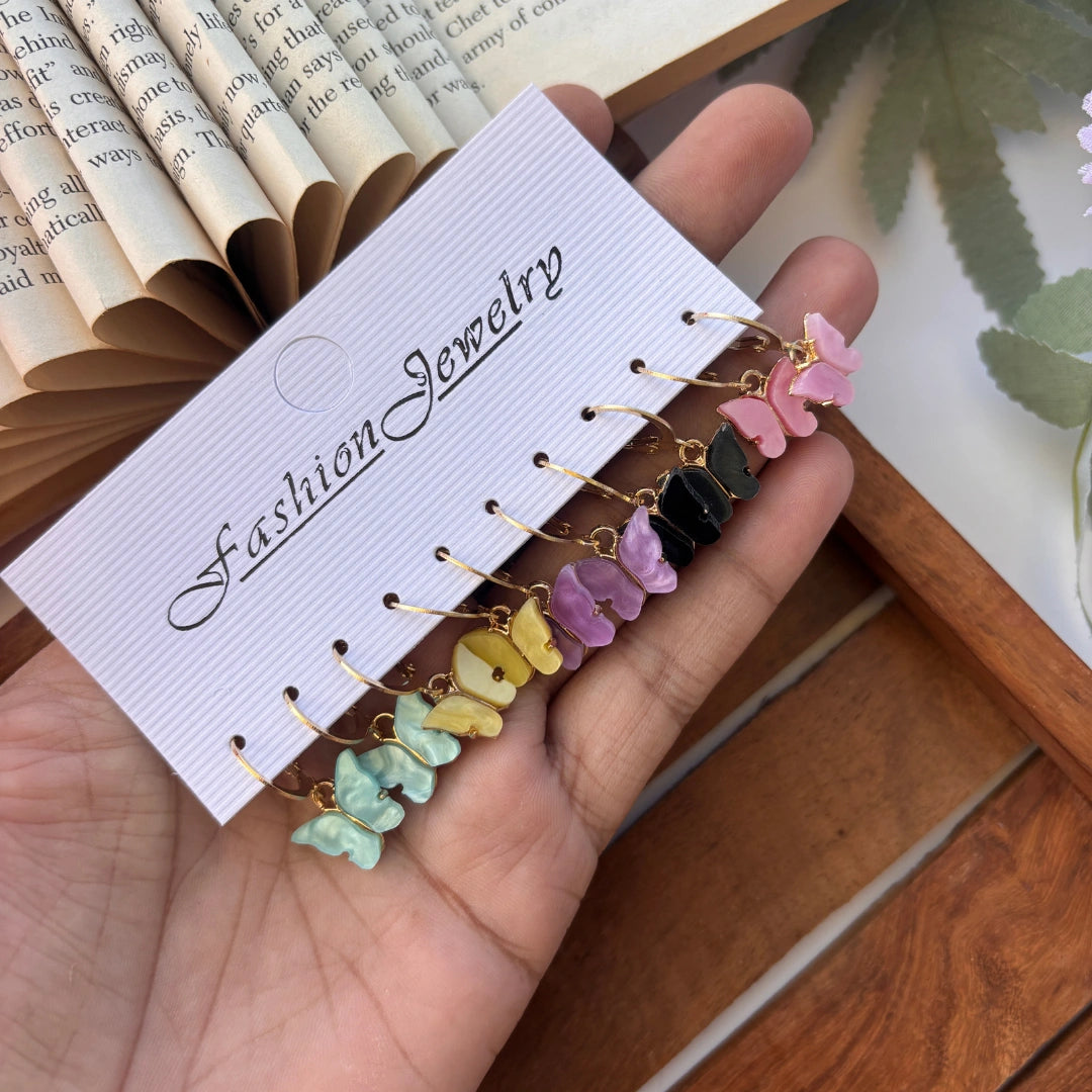 Butterfly Charm Earrings – Set of 5