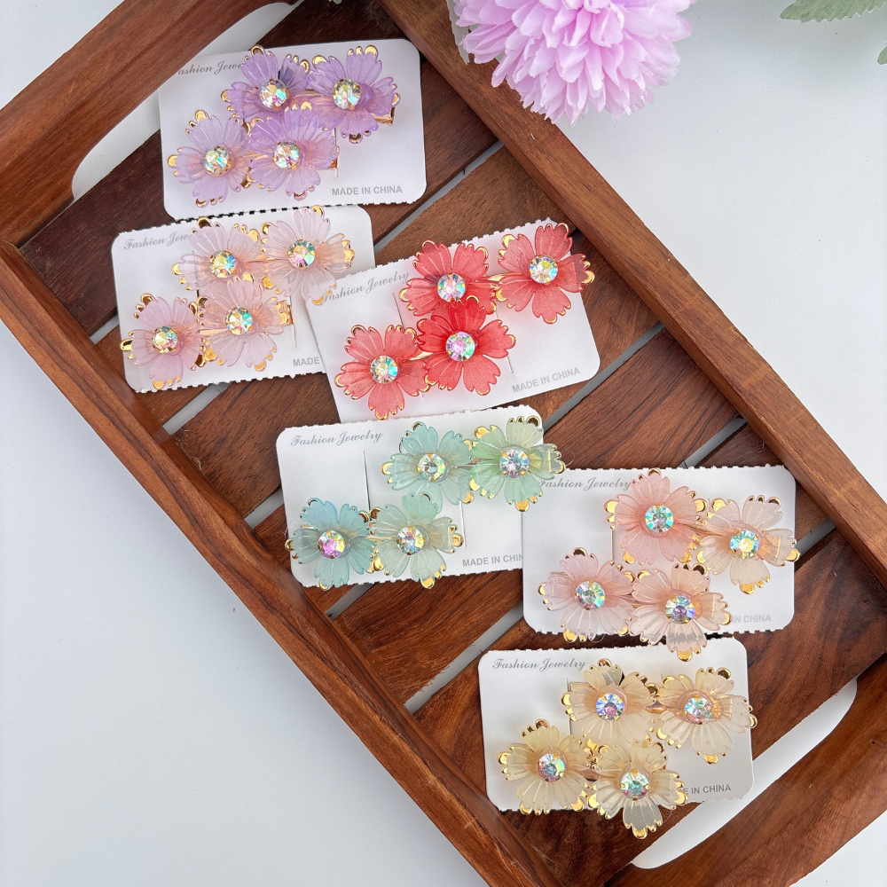 Crystal Petal Hair Clips