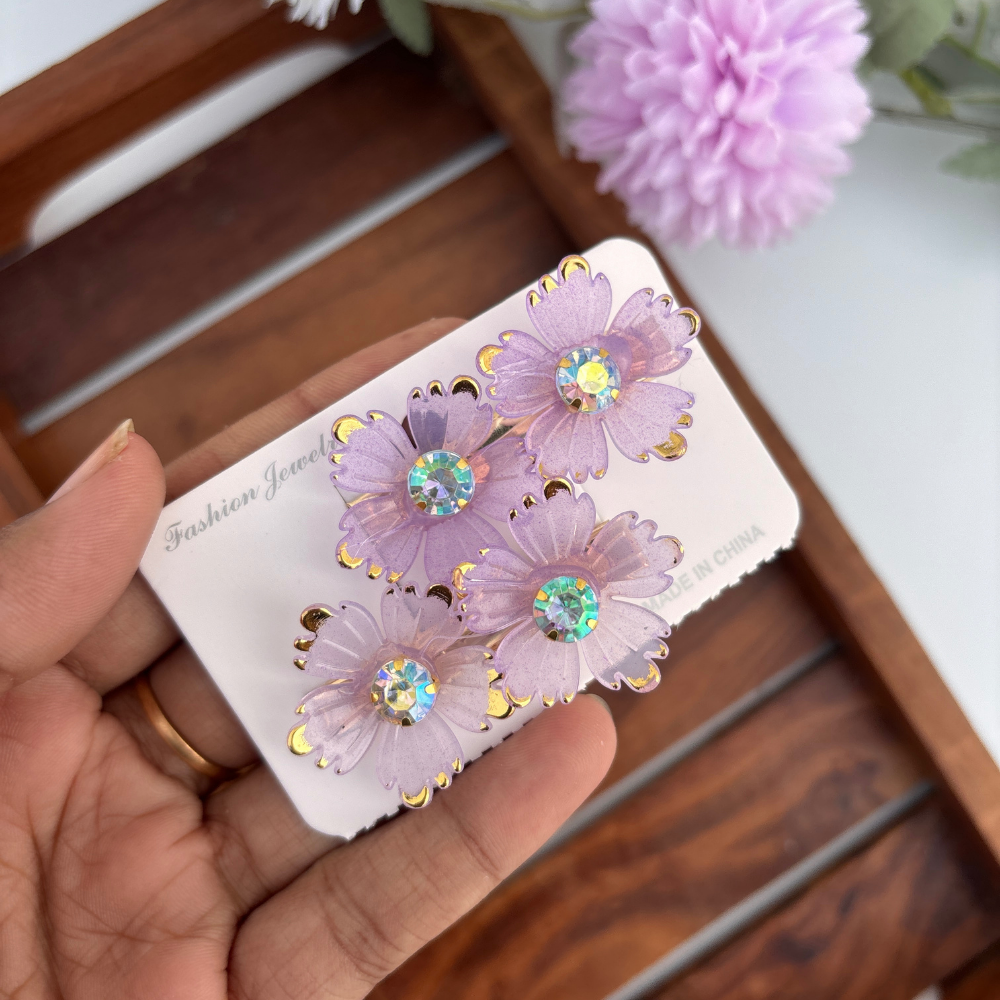 Crystal Petal Hair Clips