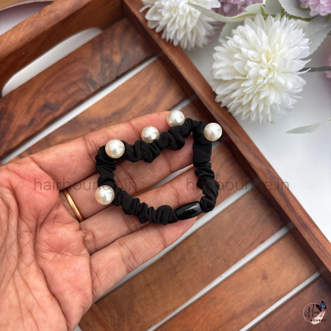 Pearl Beaded Fabric Hair Scrunchies for Women & Girls