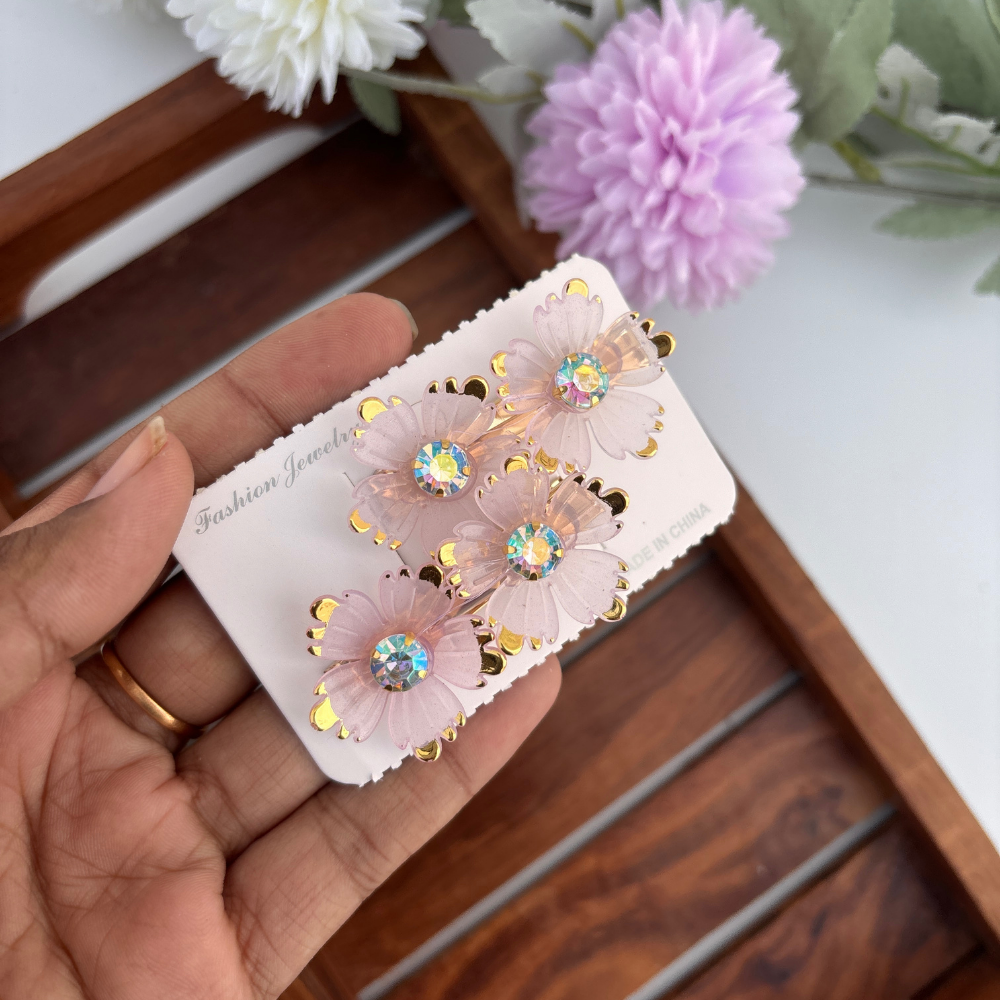 Crystal Petal Hair Clips