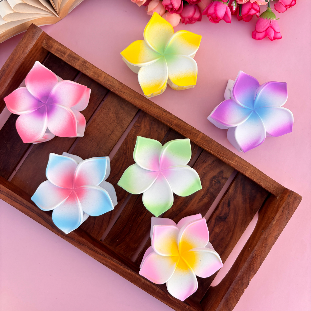 Dual Colour Matte Flower Hair Claw - Large