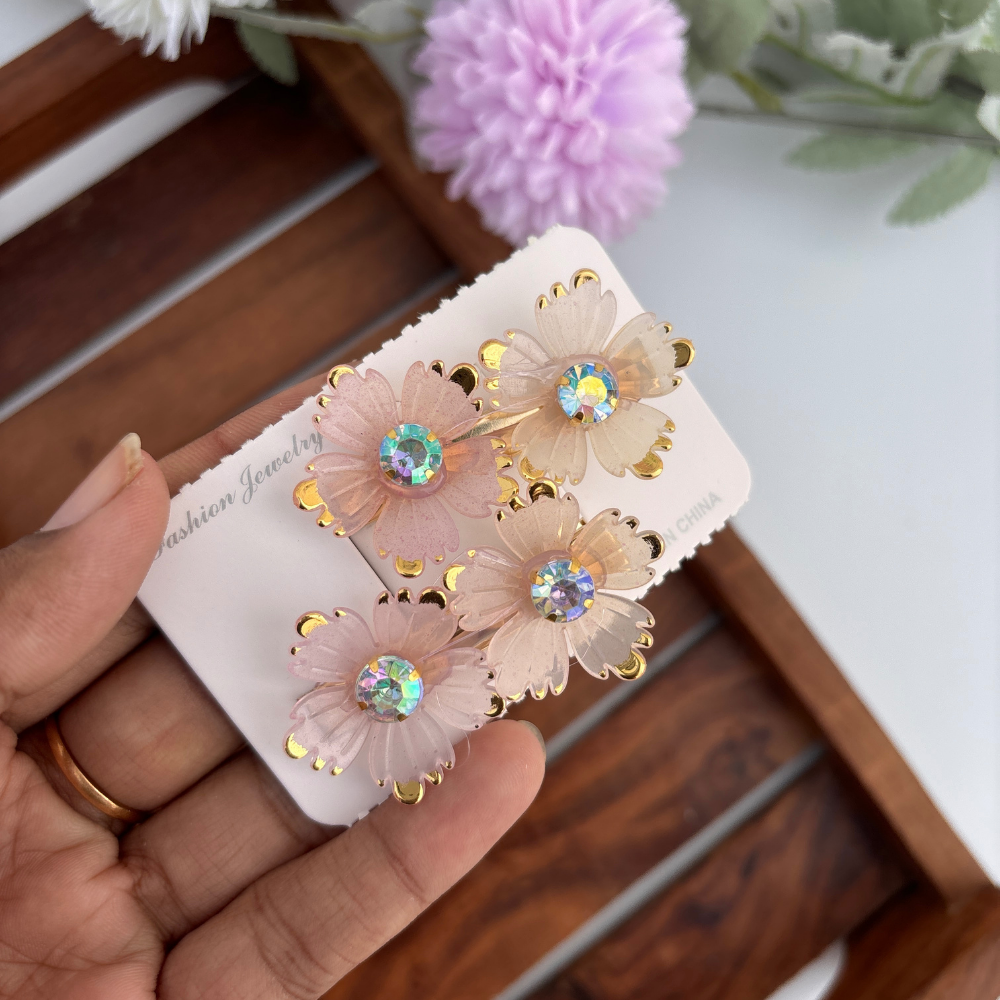Crystal Petal Hair Clips