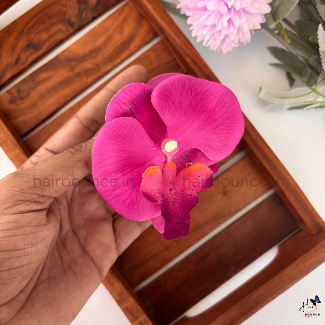 Elegant Orchid Flower Hair Claw Clip – Premium Floral Hair Accessory for Women & Girls (Large)