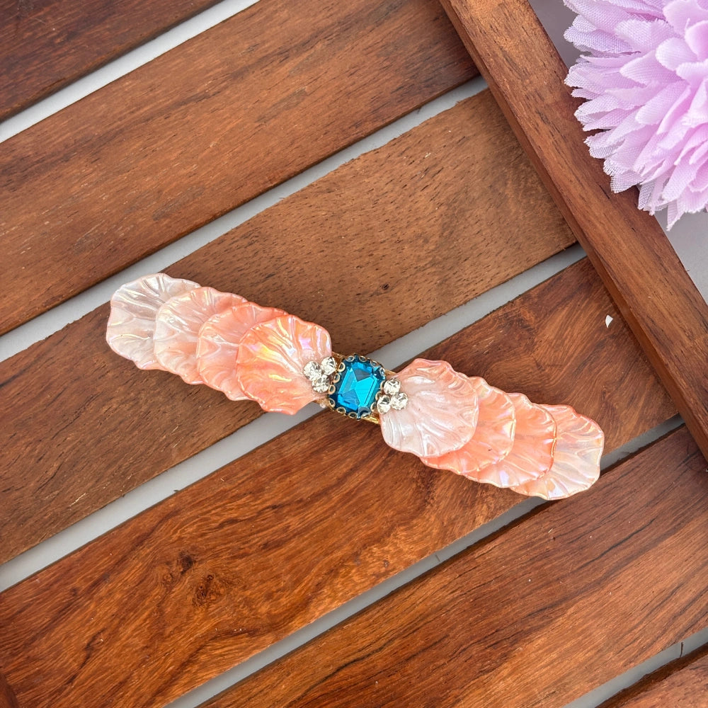 Peach White Shell Center Clip
