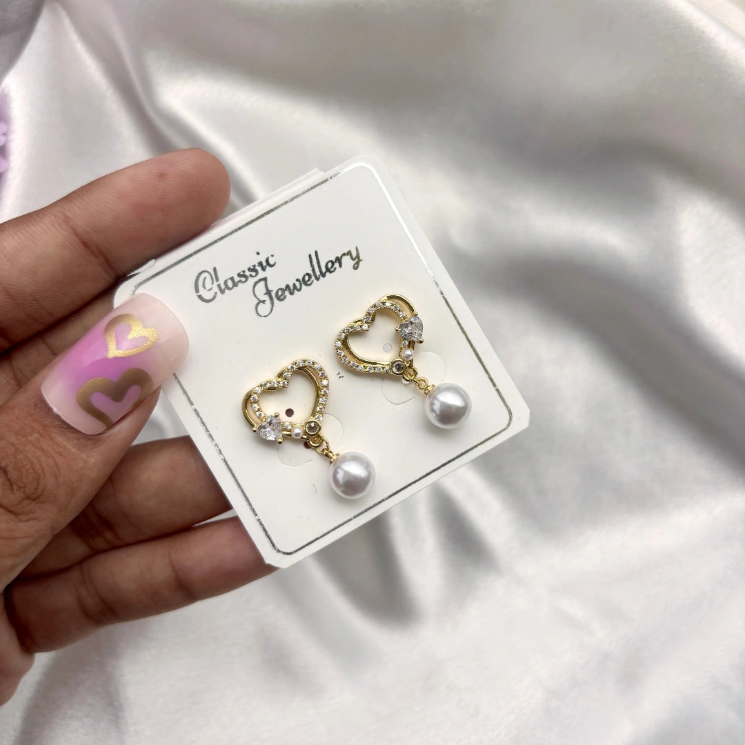 Sparkling Heart Pearl Drops