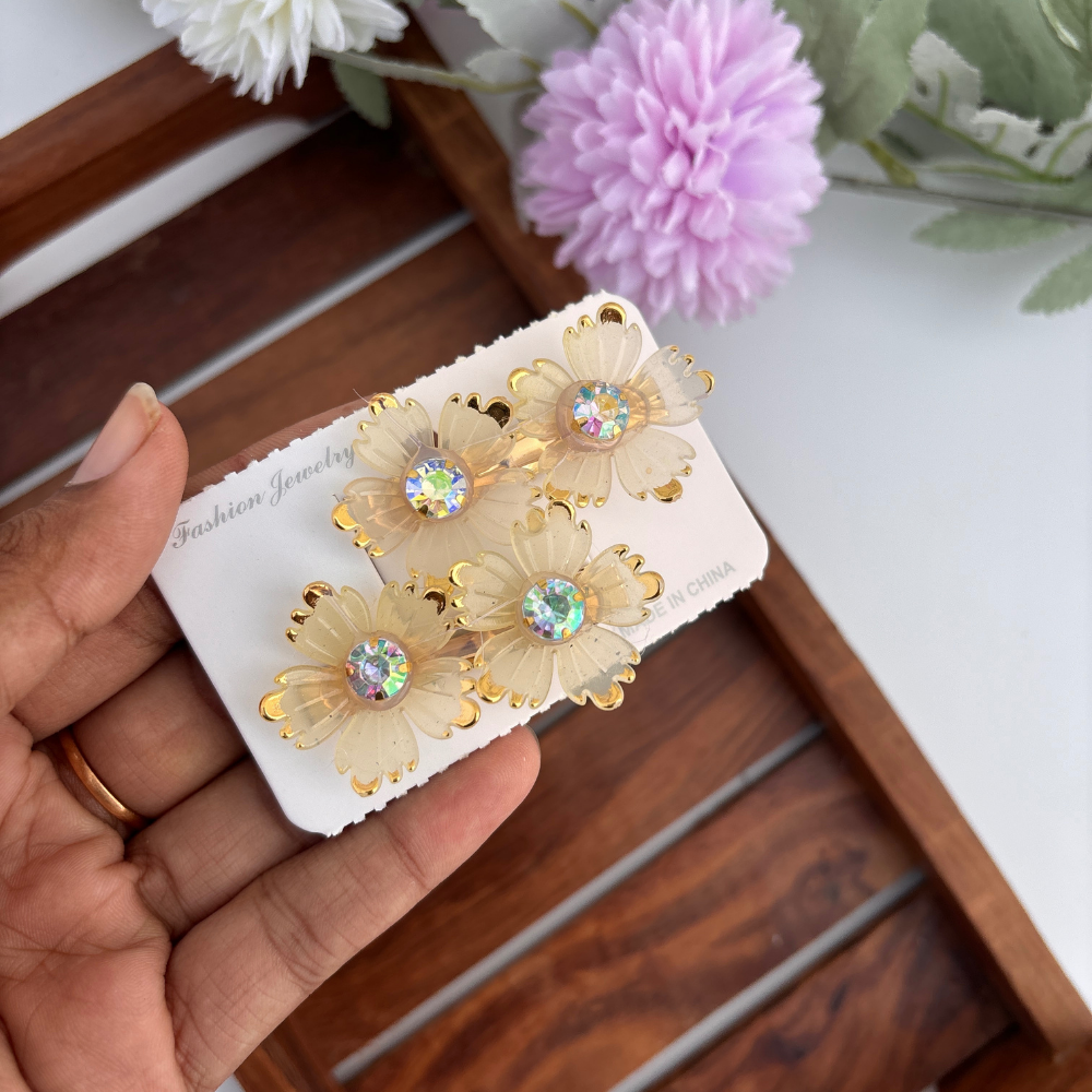 Crystal Petal Hair Clips