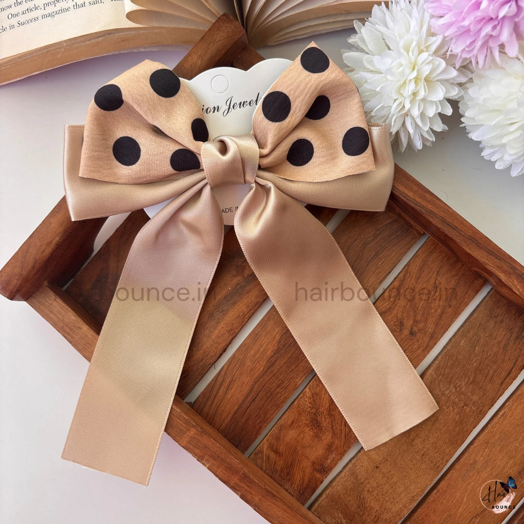 Elegant Polka Ribbon Bow Hair Clip