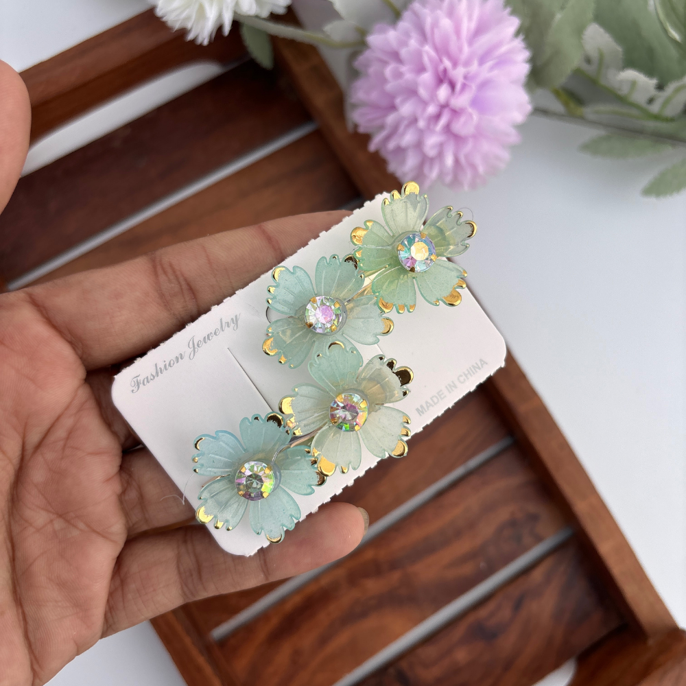 Crystal Petal Hair Clips