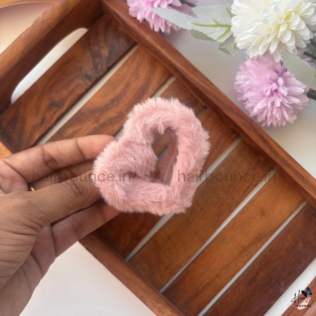 Colourful Heart Fur Hair Claw - Medium