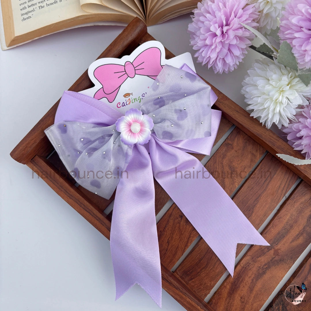 Sparkle Daisy Heart Bow Hair Clip