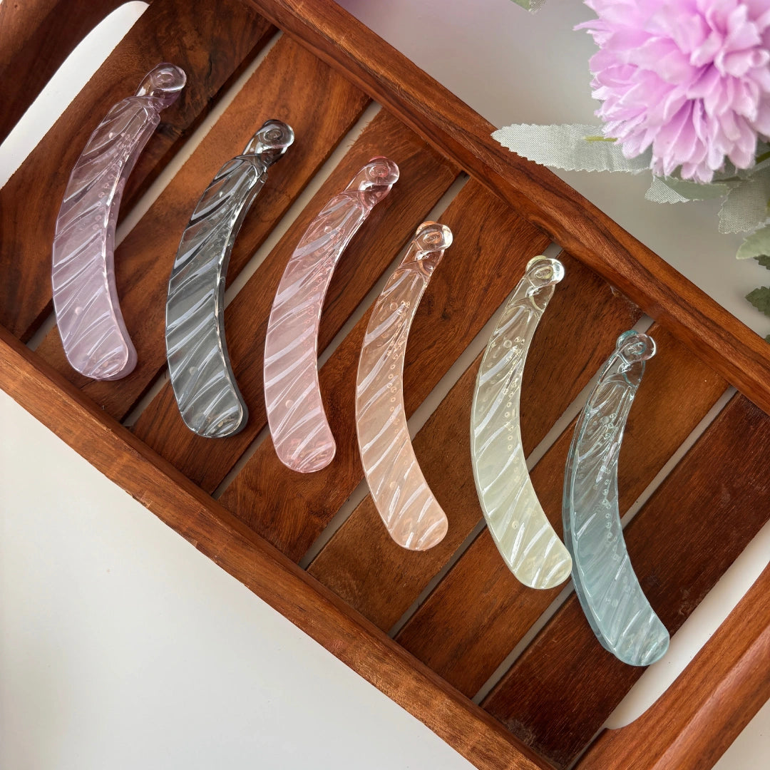 Glassy Lined Banana Clip - Large