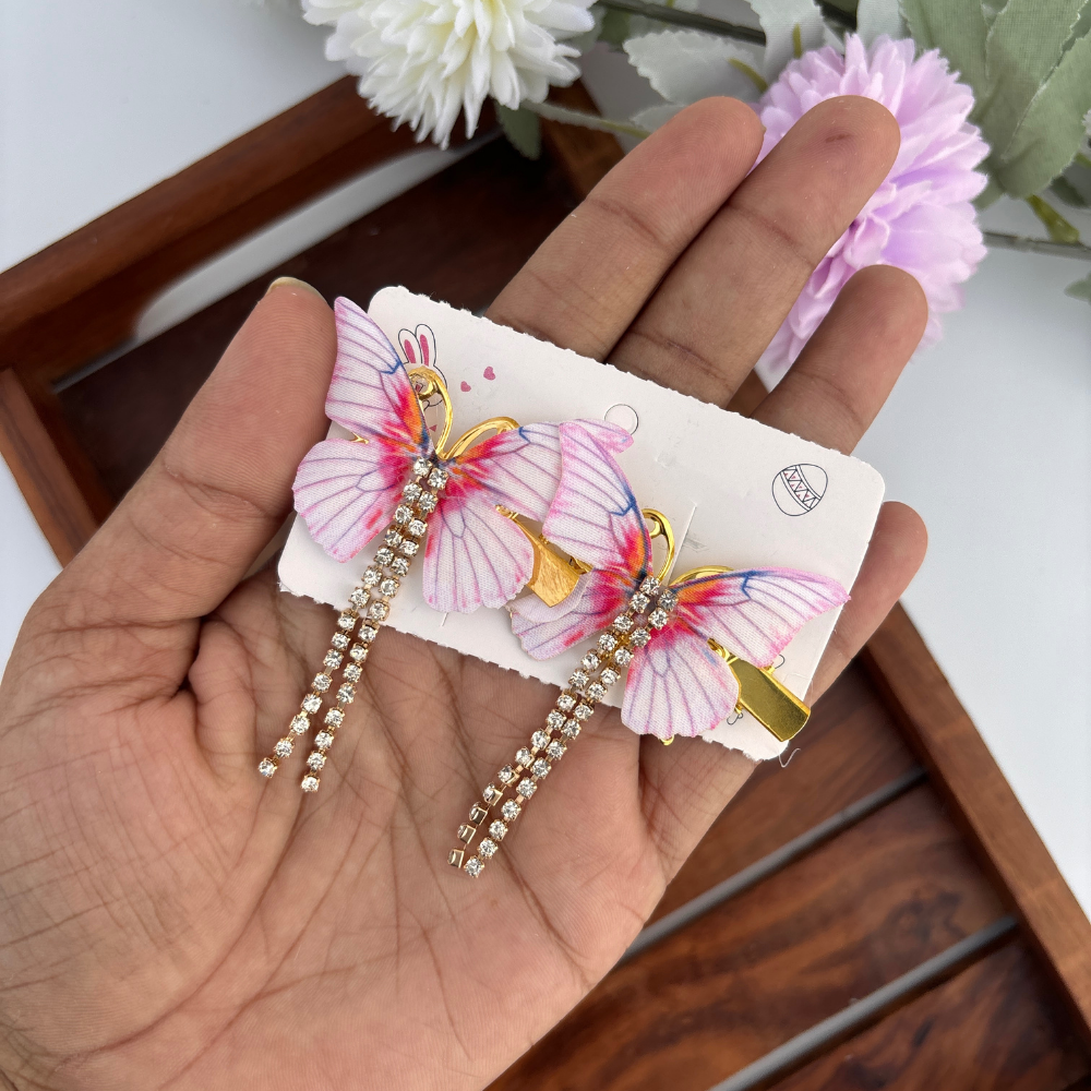 Crystal Trail Butterfly Clips