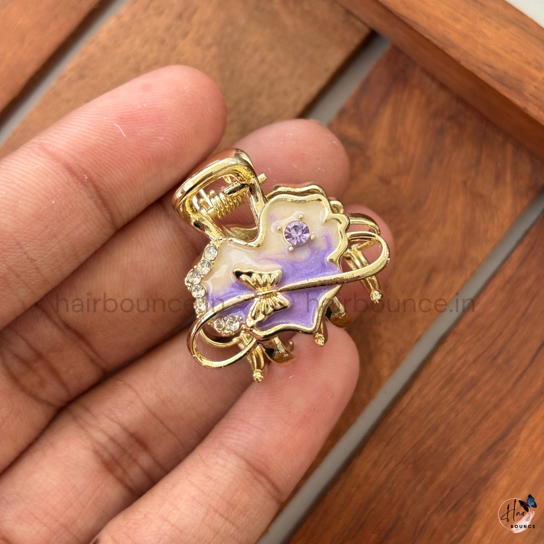 Pastel Heart Bloom Metal Hair Claw – Small