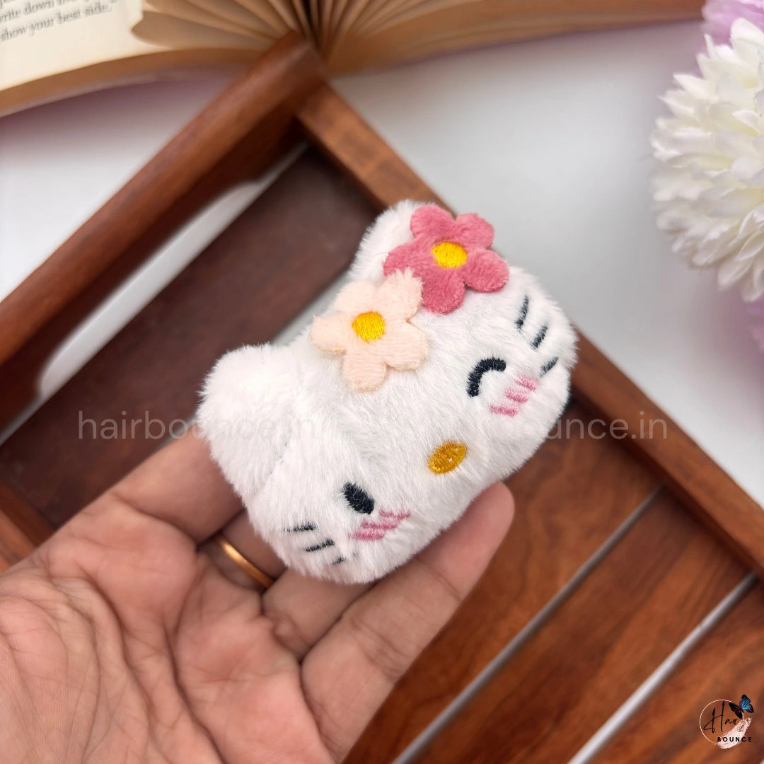 Fluffy Kitty Blossom Alligator Clip – Kids