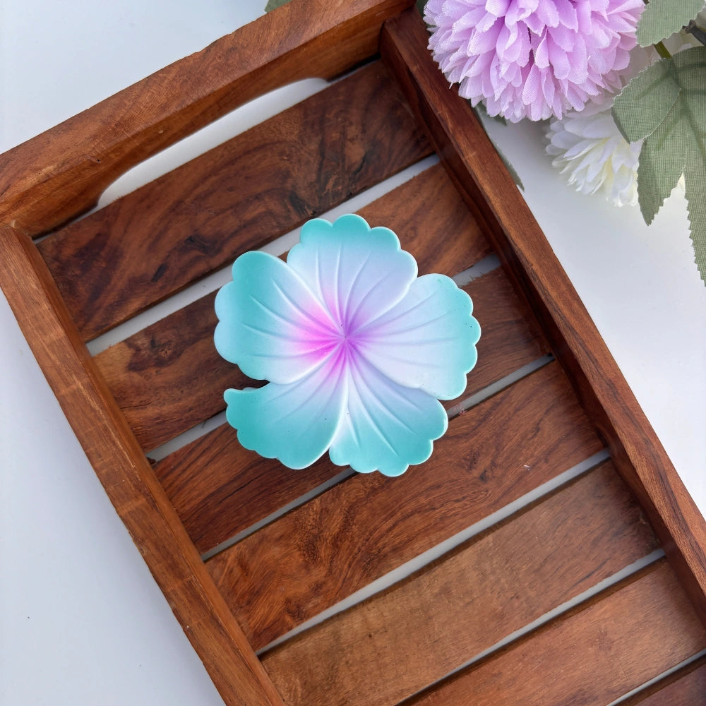 Smooth Matte Finish Hibiscus Hair Claw - Large