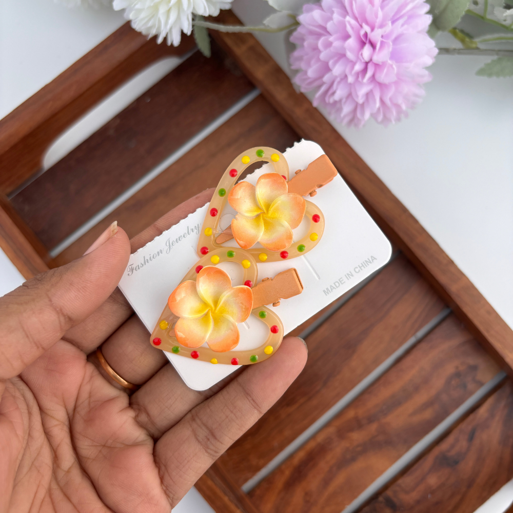 Heart Flower Alligator Clip