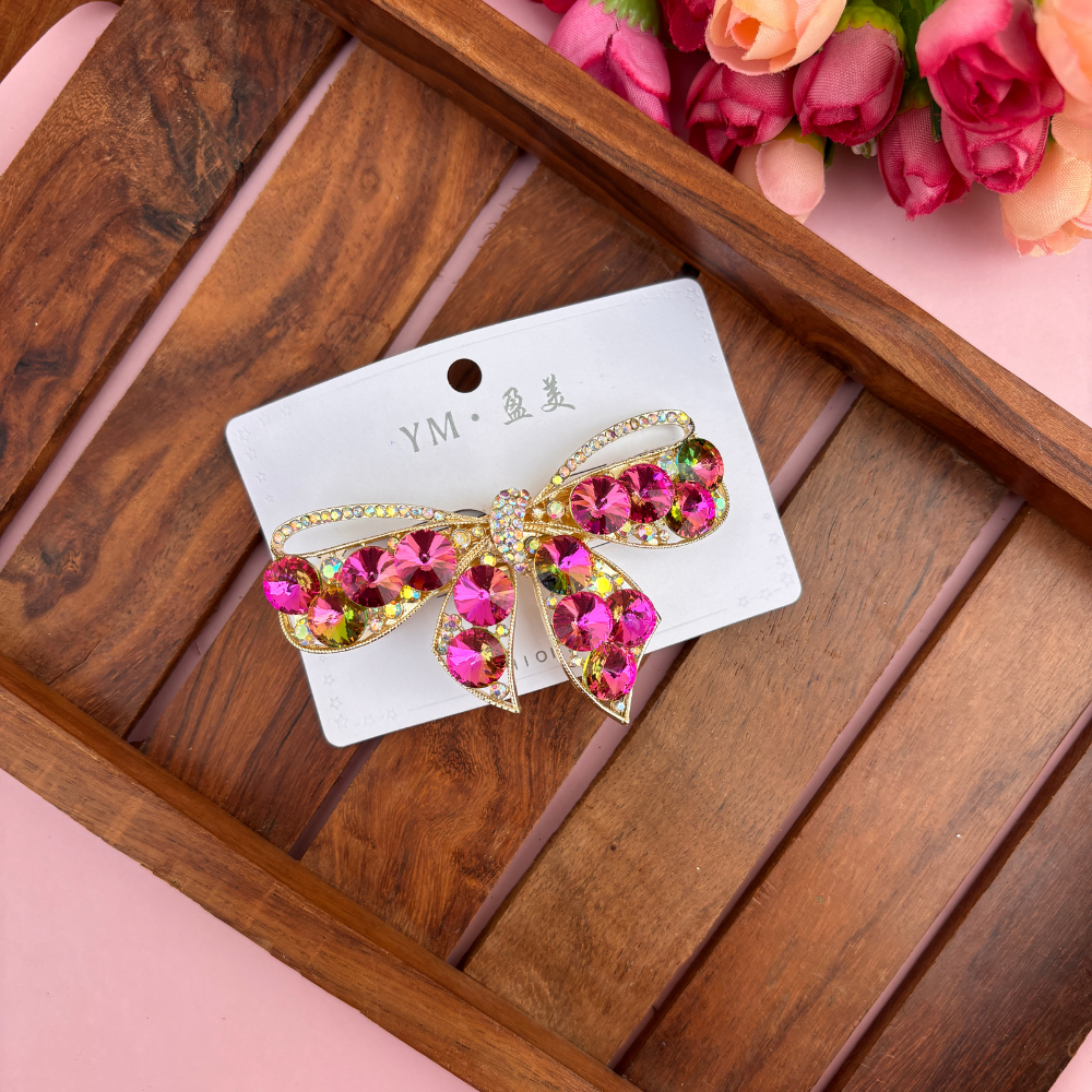 Premium Crystal Bow Center Clip