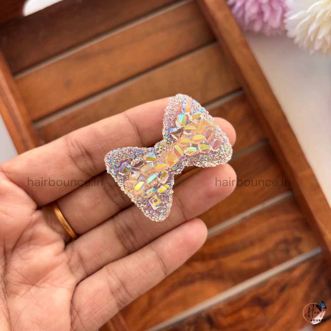 Holographic Sparkle Bow Hair Clip