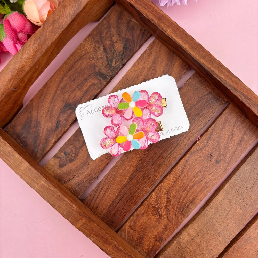 Pastel Trio Bloom Clip Set – Set of 2