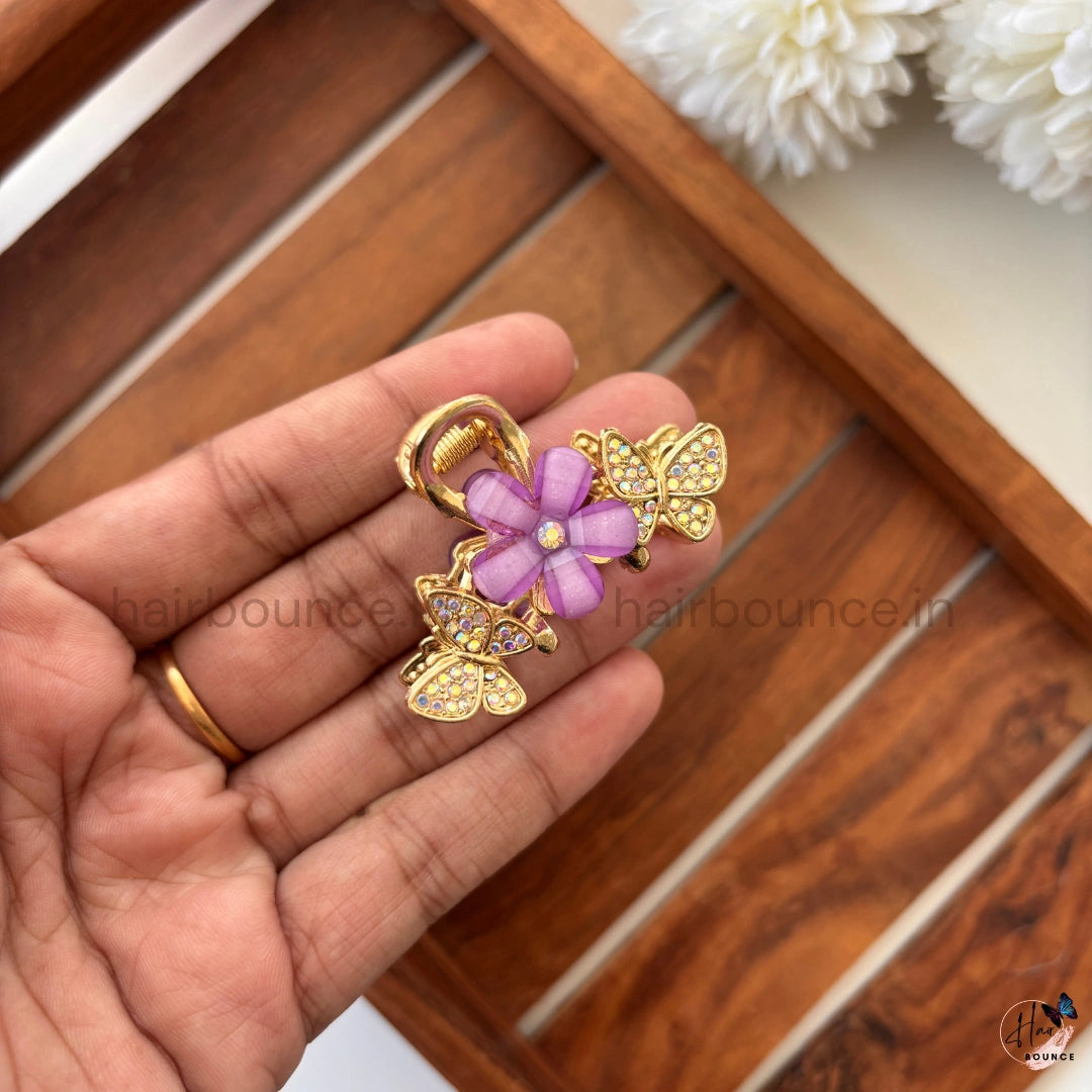 Butterfly Bloom Crystal Hair Claw - Medium