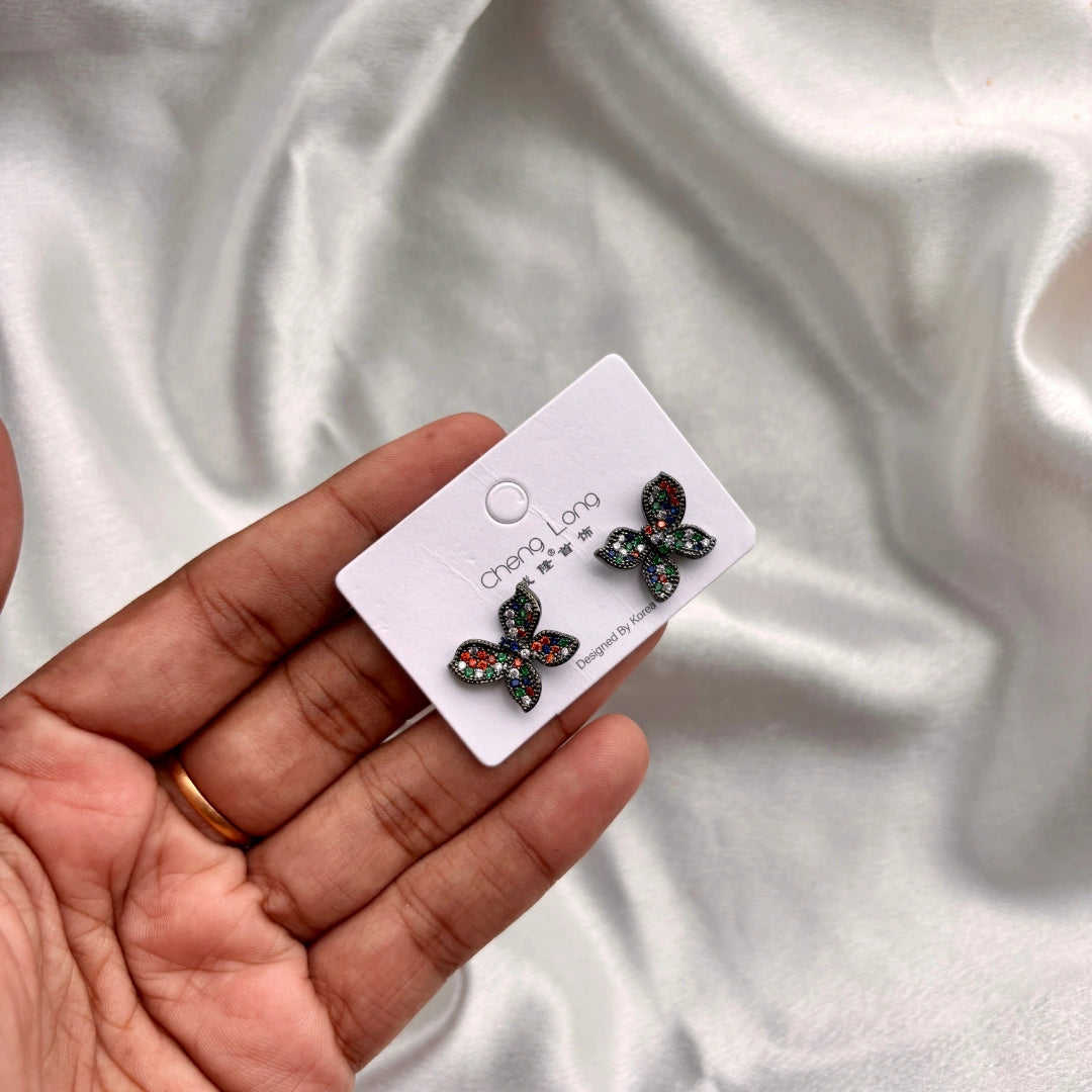 Sparkling Rainbow Butterfly Studs