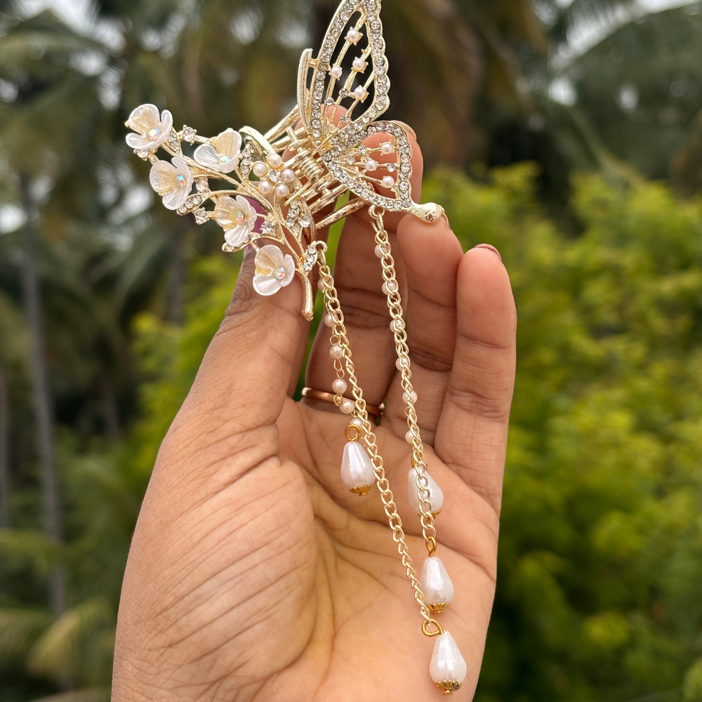 Premium Hanging Floral Butterfly Claw – Large