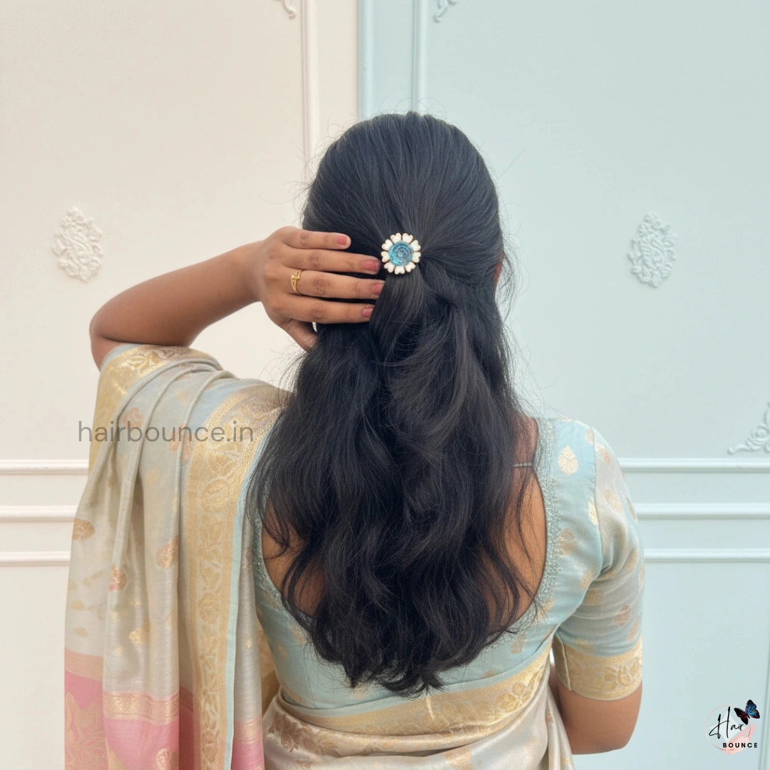 Crystal Blue Blossom Hair Tie