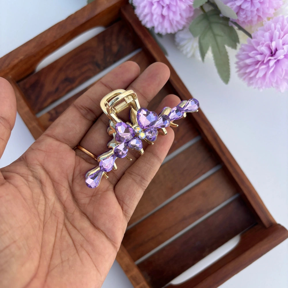 Crystal Butterfly Loop Hair Claw - Large