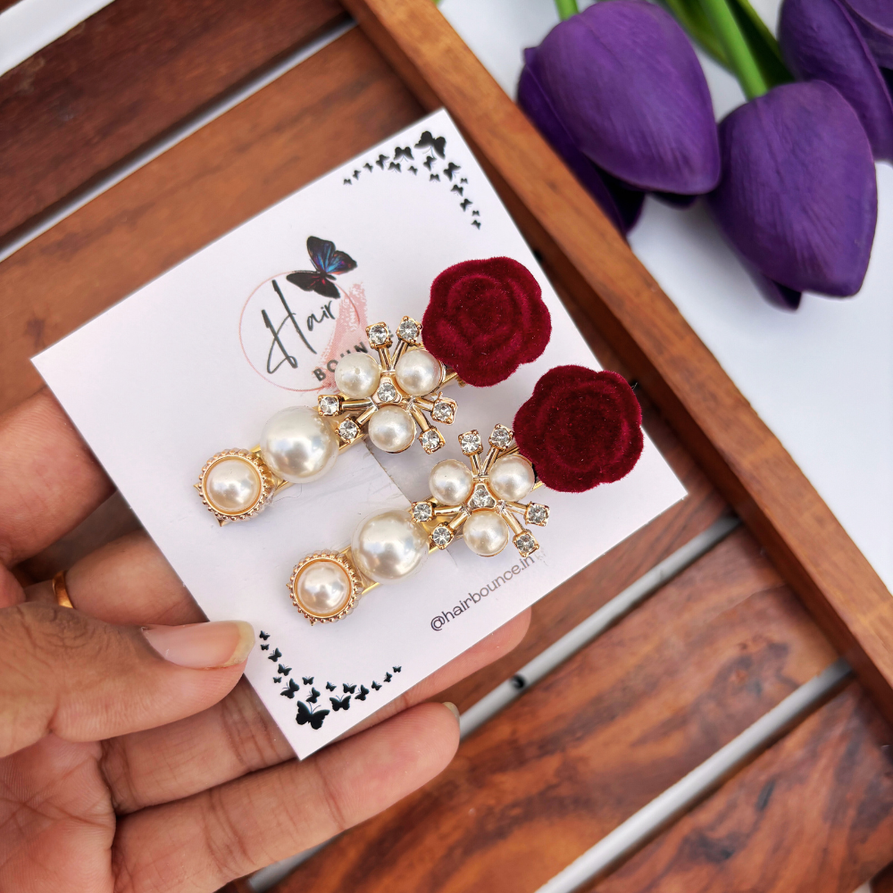 Rose Pearl Alligator Clip