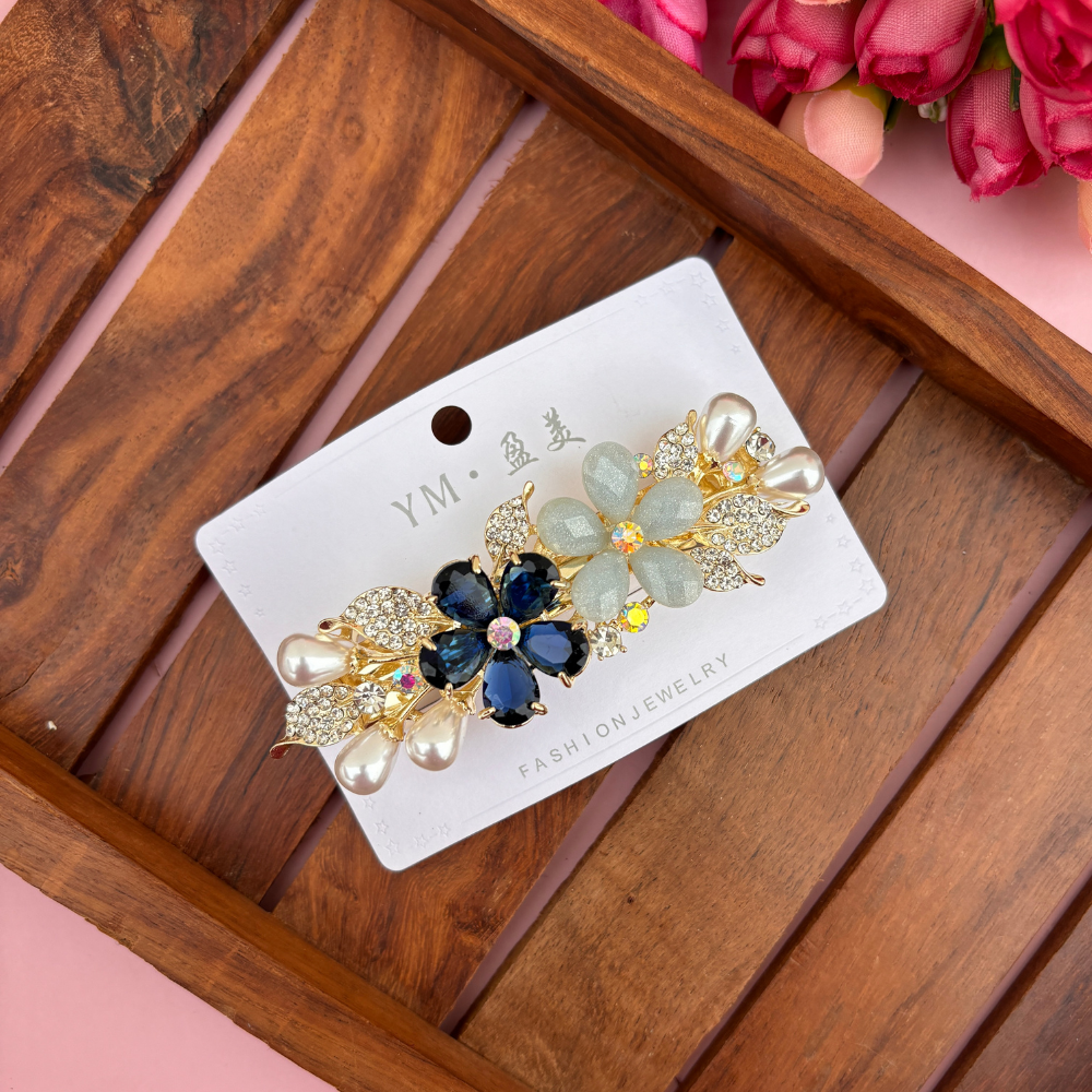 Premium Double Flower Pearl Center Clip