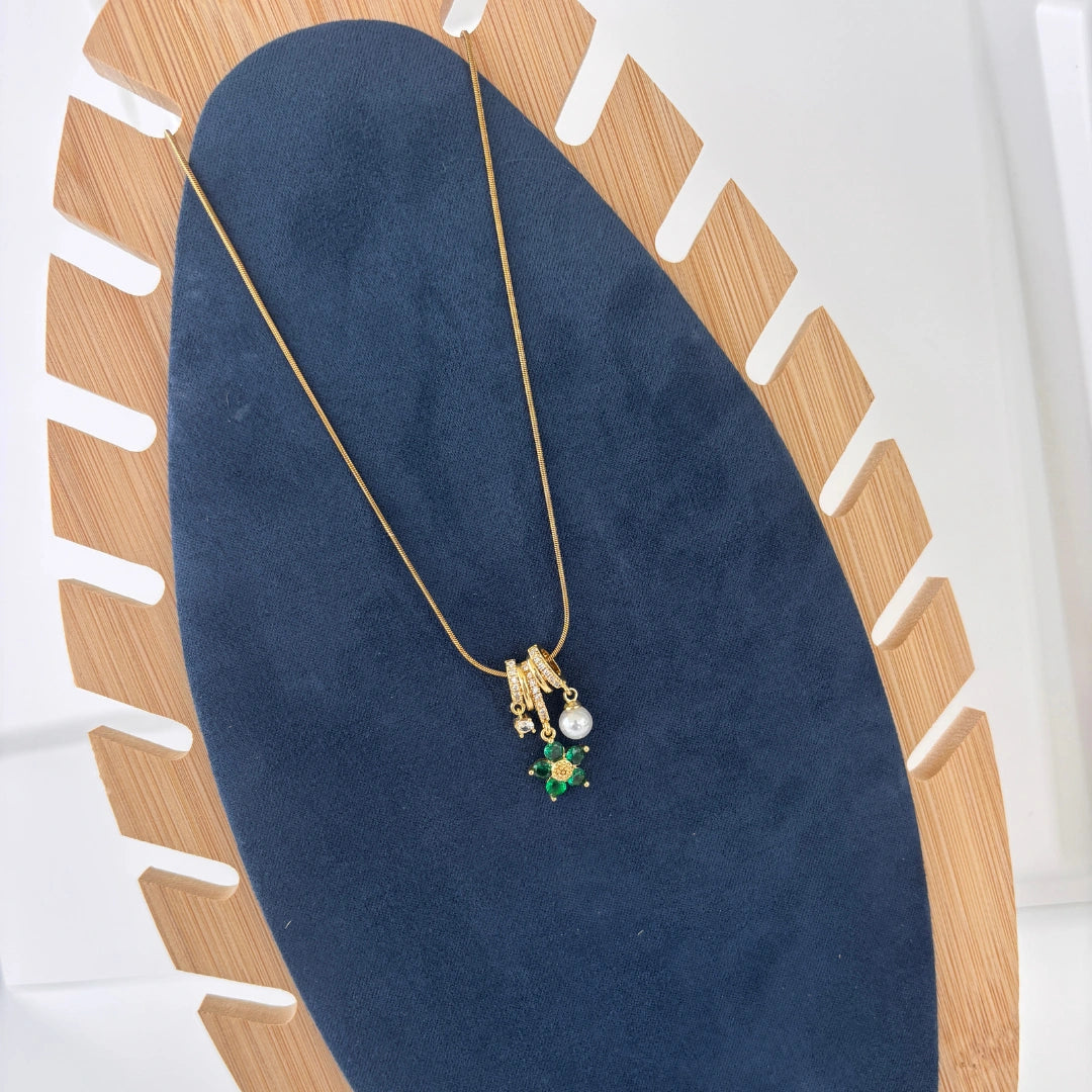 Emerald Bloom Charm Necklace