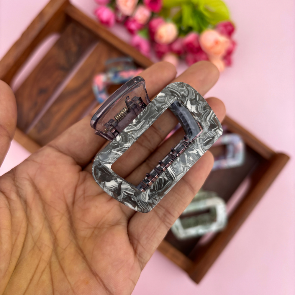 Marble Sheet Finish Hair Claw - Medium