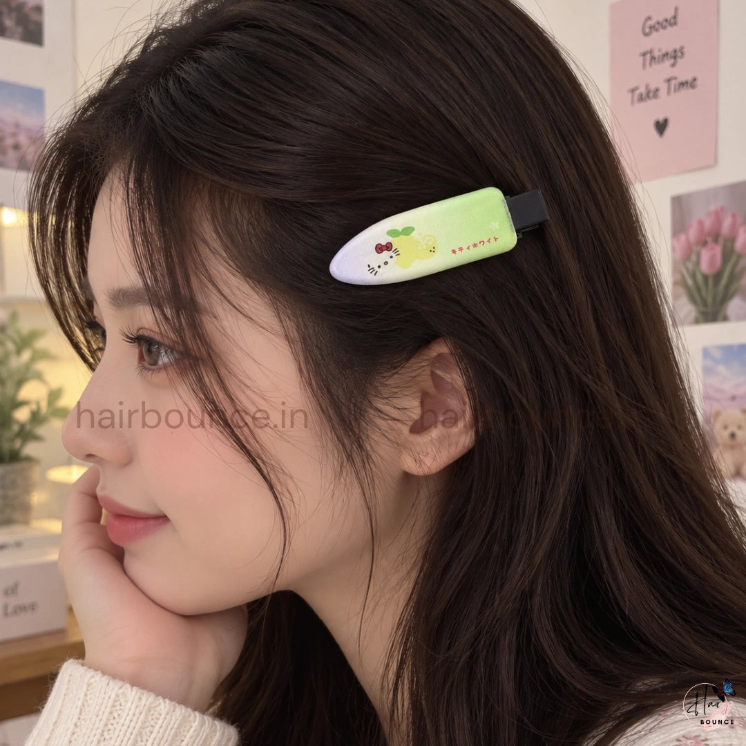 Kitty Printed Snap Hair Clips for Kids (Pack of 3) / Assorted Colours