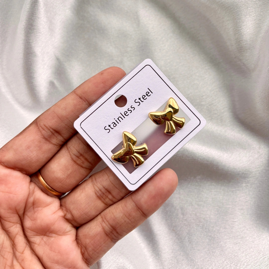 Glossy Bow Stainless Steel Studs