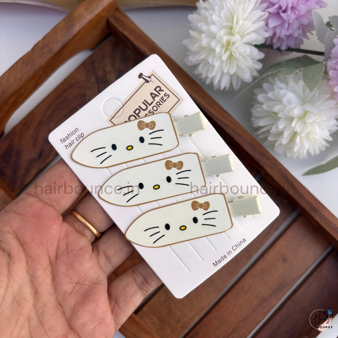 Kitty Printed Snap Hair Clips for Kids (Pack of 3)