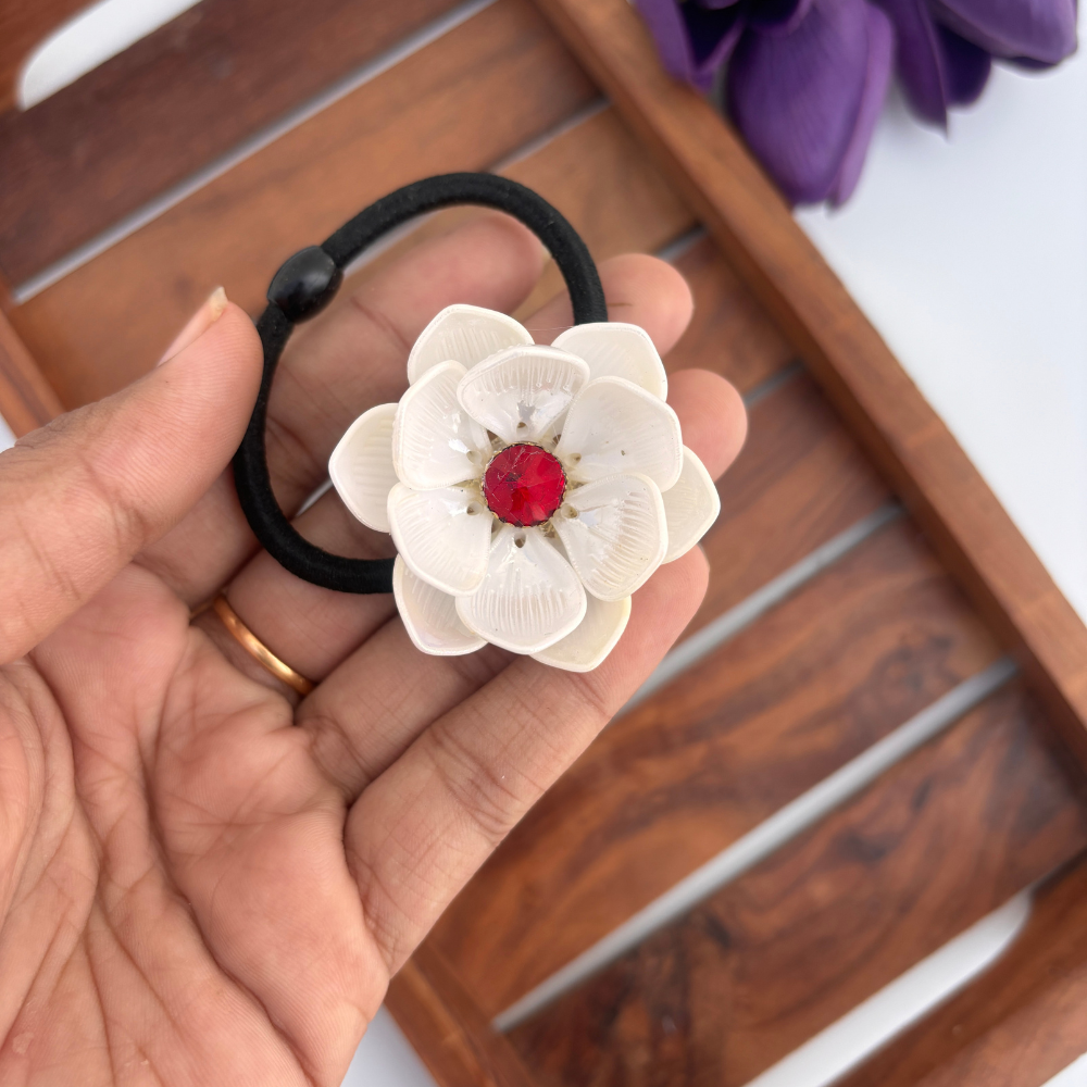 Pure White Flower Hair Tie