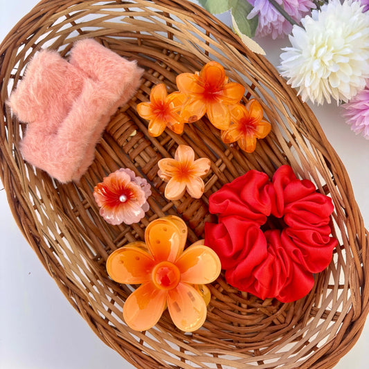 🍊 Tropical Bloom Hair Accessory Hamper 🍊