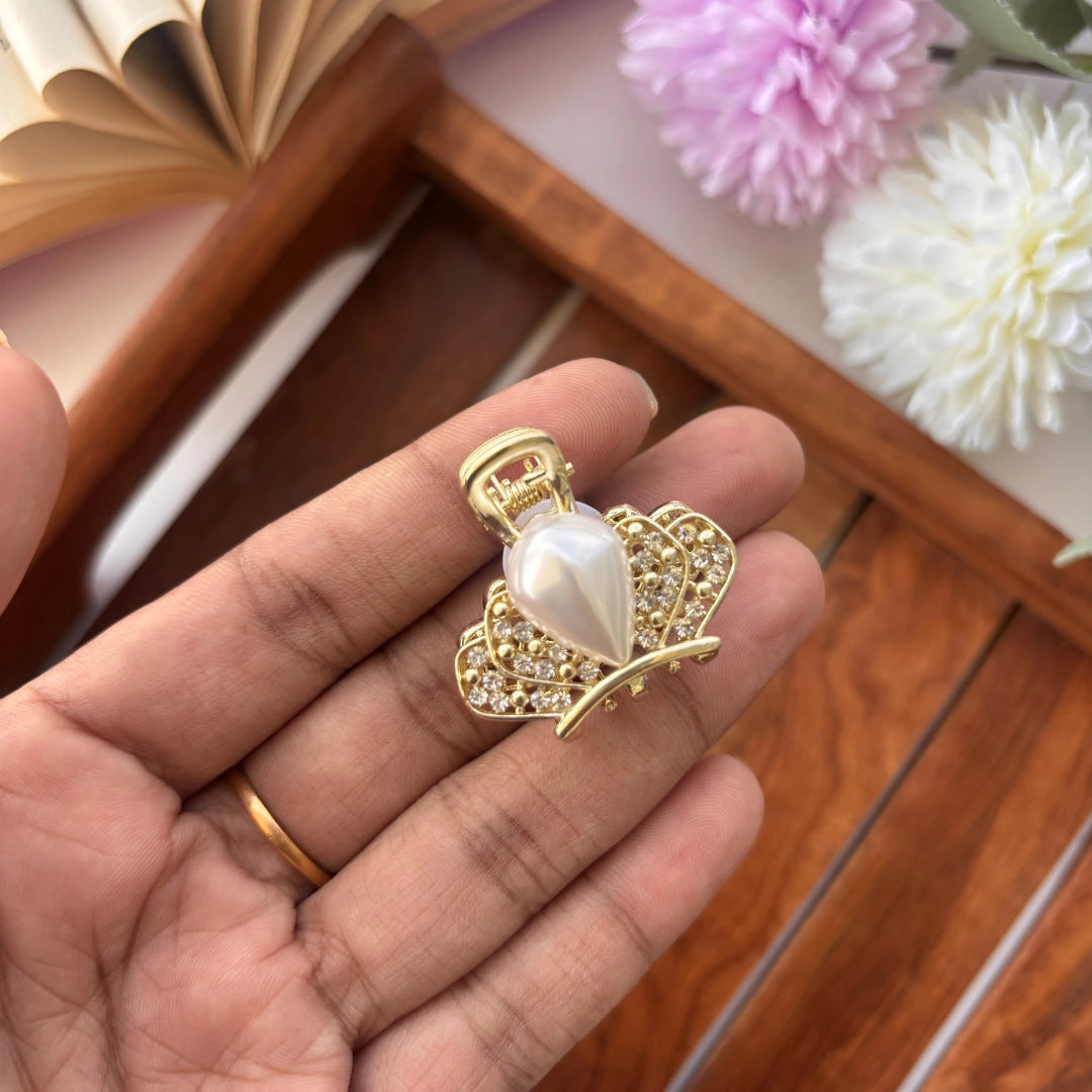 Royal Pearl Crown Hair Claw – Medium