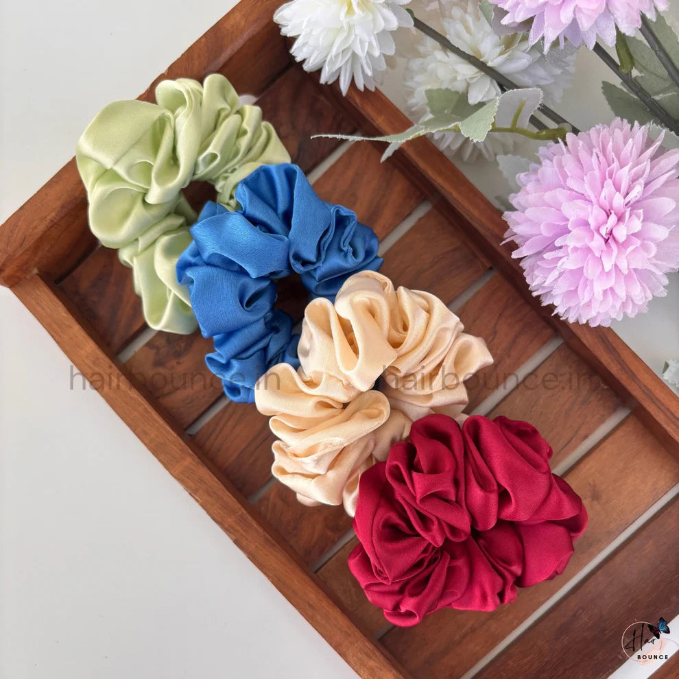 Premium Satin Scrunchies - Regular (Set of 4)