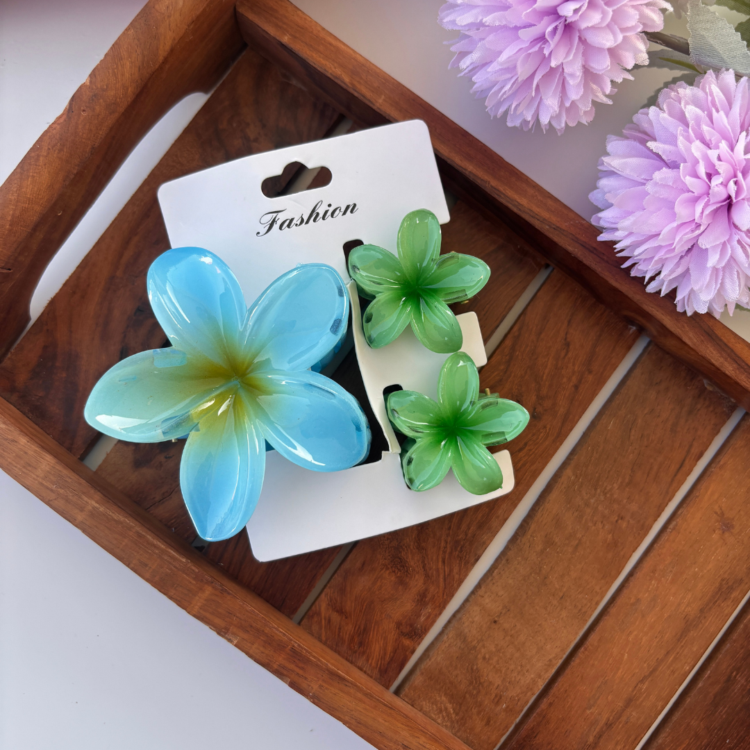 Shinny Lilly Flower Hair Claw - Set of 3
