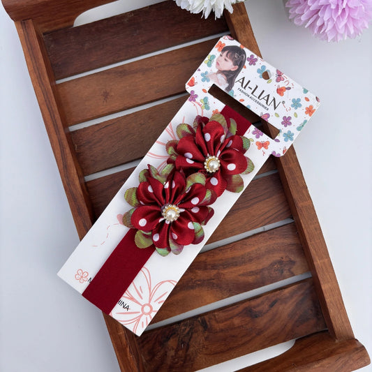 Dotted Double Flower Newborn Headband
